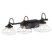Golden 3419-BA3 BLK-CLR - Wry Lighting Nash 3-light Vanity in Matte Black